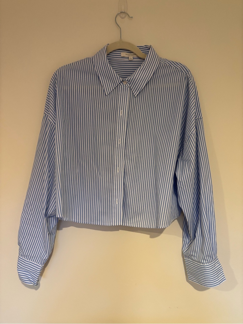 Favorite Daughter Crop Ex- Boyfriend Blue & White Striped Button-Down